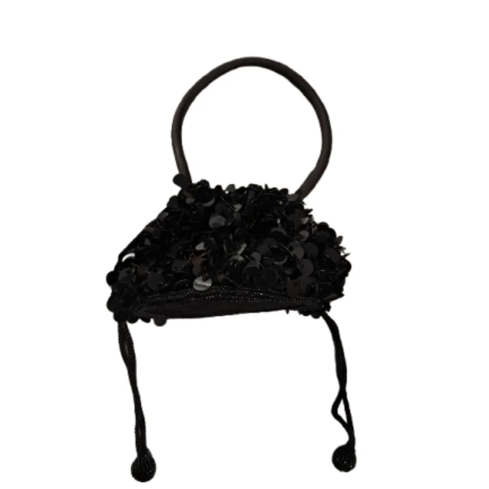 Vintage 2000s Sequined Beaded Drawstring Wristlet